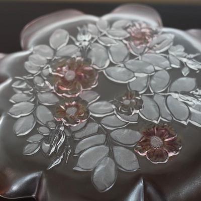 Large Pink & Frosted Platter/Dish
