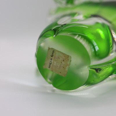 Elephant Art Glass Clear & Green