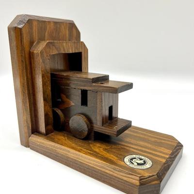 HANDMADE Wooden Train & Caboose Book Ends