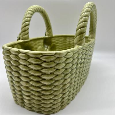 Valerie Past Jill  Green Ceramic Basket