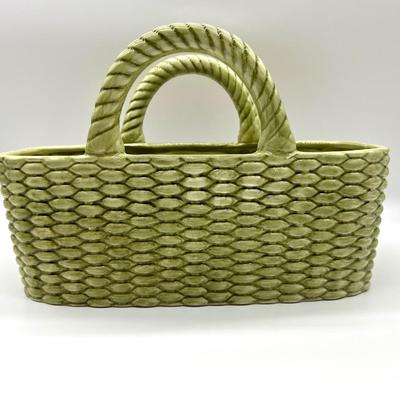 Valerie Past Jill  Green Ceramic Basket