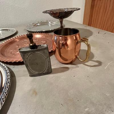 Lot of metal serving items