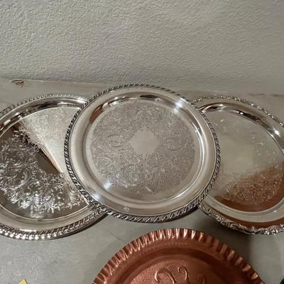 Lot of metal serving items