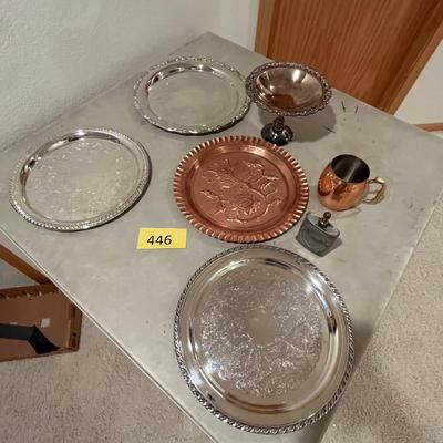 Lot of metal serving items