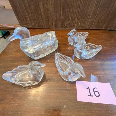 Vintage Glass Ducks nut candy dishes