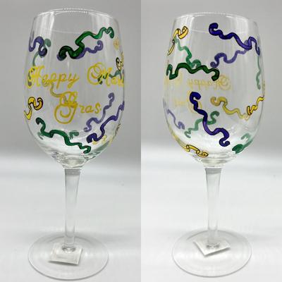 Mardi Gras Wine Glass Set Of 8