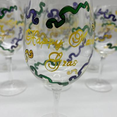 Mardi Gras Wine Glass Set Of 8