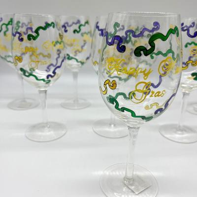 Mardi Gras Wine Glass Set Of 8