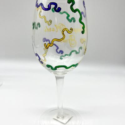 Mardi Gras Wine Glass Set Of 8