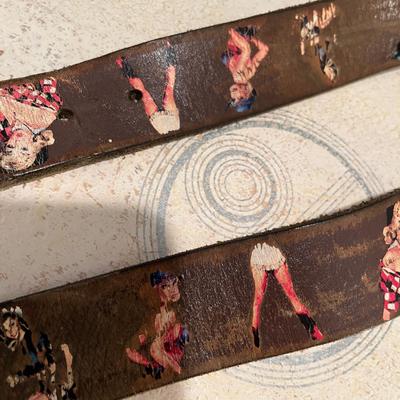 Vintage Western Belt with Girlie illustrations