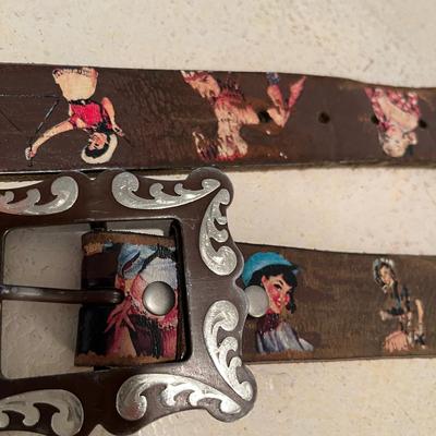 Vintage Western Belt with Girlie illustrations