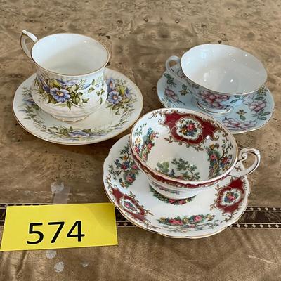 Lot of 3 Fancy Teacups