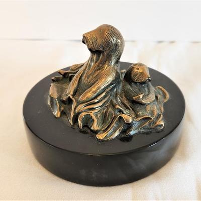 Lot #7  Bronze Otter with Baby on stand