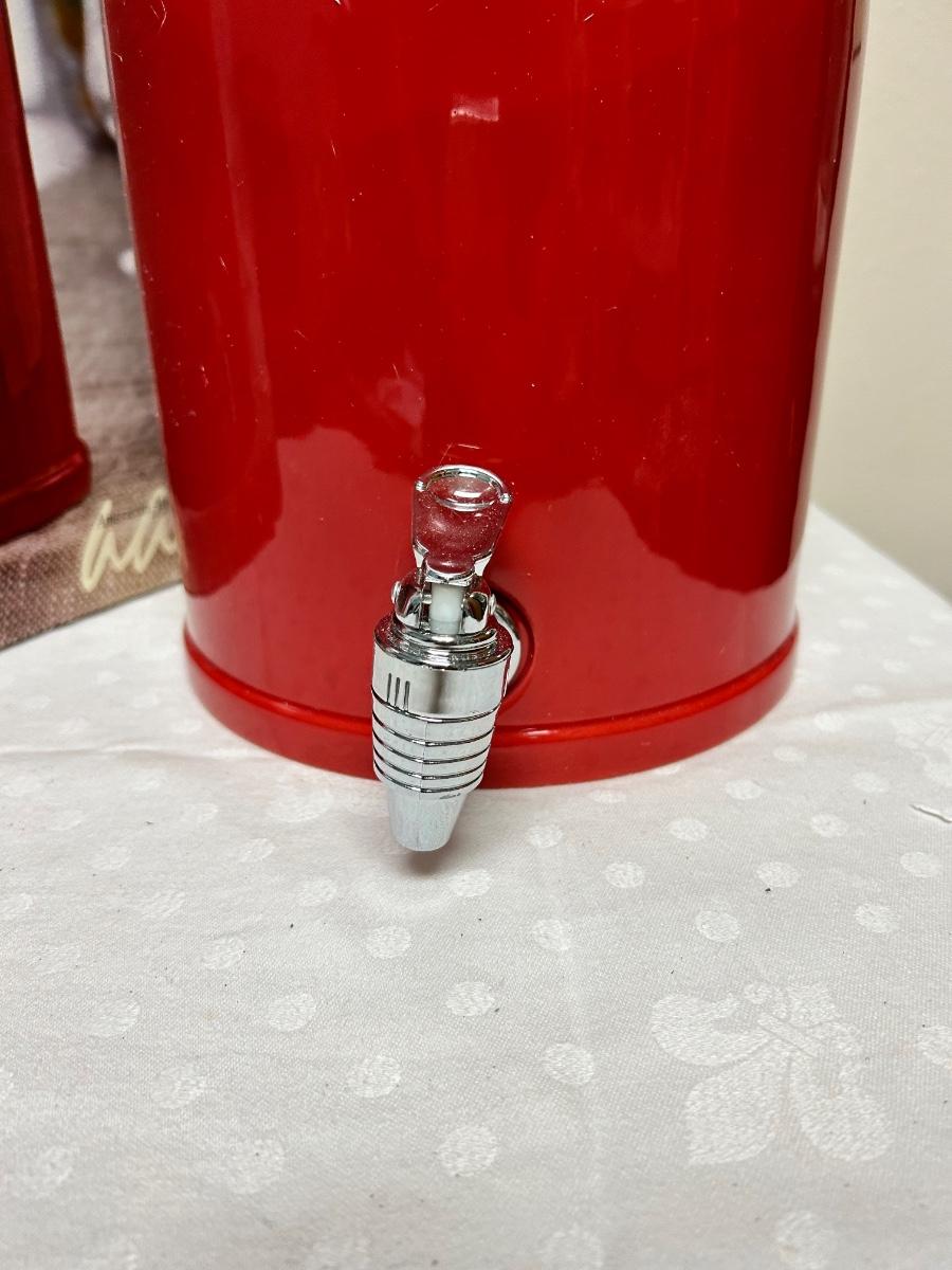 Red Ceramic Water Iced Tea Punch Jug with Spout in Original Box