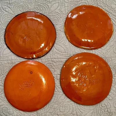 LOT 10  HANDMADE POTTERY FRUIT PLATES R.WOOD STUDIO REBECCA WOOD GEORGIA SET of 4