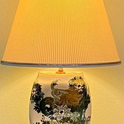 Indented Peacock Table Lamp