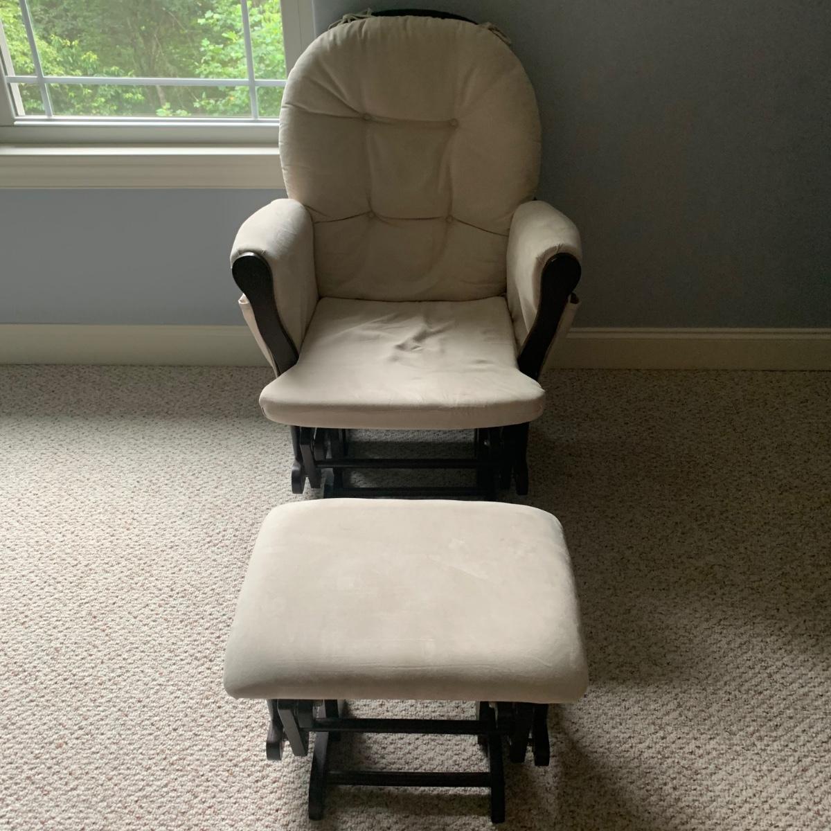 Dark Wood Glider with Beige Cushion (B2KW)