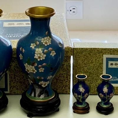 Four Cloisonne Vases With Original Boxes