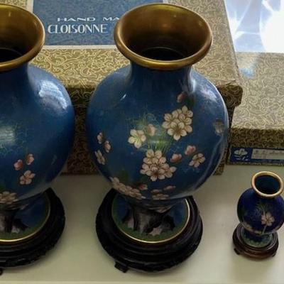 Four Cloisonne Vases With Original Boxes