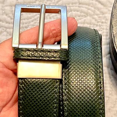 LOT 15  BOTTEGA VENETA MENS LEATHER BELT STAINLESS STEEL BUCKLE W/LOGO