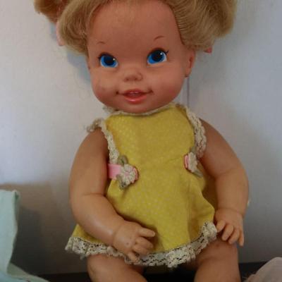 MATTEl Baby Go Bye-Bye Doll, Ideal Pepper Doll, Doll Baby & Clothes- 1960s