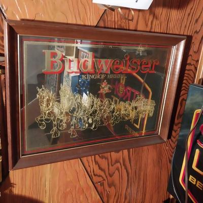 MIRRORED BUDWEISER CLYDESDALES BEER SIGN