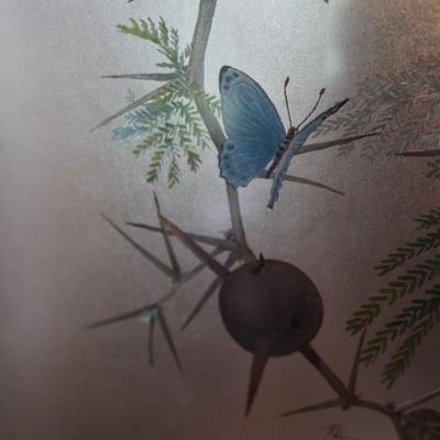RENNA Large 1970s Birds on Flowering Branch Foil Art