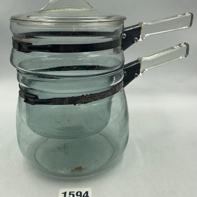 Blue Pyrex Flameware Double Boiler