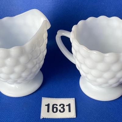 Milk Glass Cream and Sugar Set