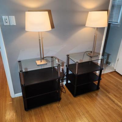 2 Glass top Night Stand End Tables 24x16x28