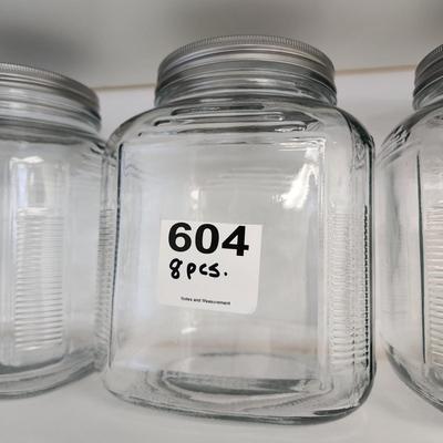8 Glass Storage Jars with Lids 4 Large 4 medium