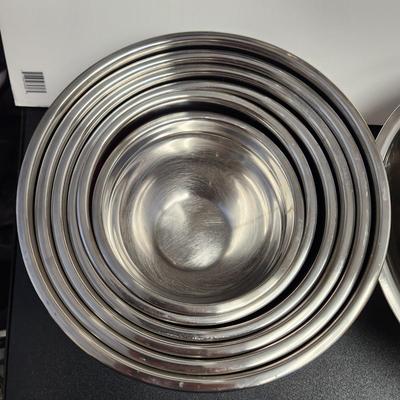 Large Lot of 11 Nesting  Stainless Steel Mixing Bowls