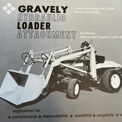 Brochure on a John Deere Mower & Gravely loader