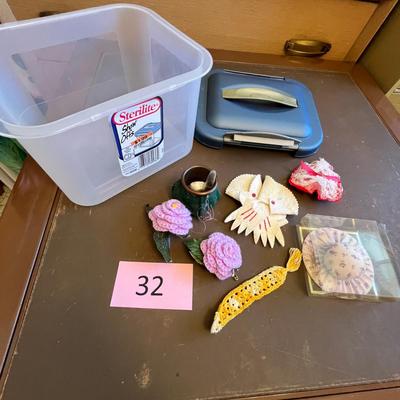 Tub with sewing/ crochet items