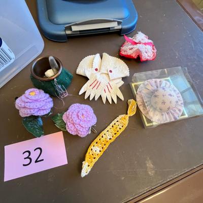 Tub with sewing/ crochet items