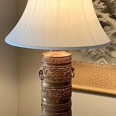 Brass/Copper Colored Metal Asian Style Lamp