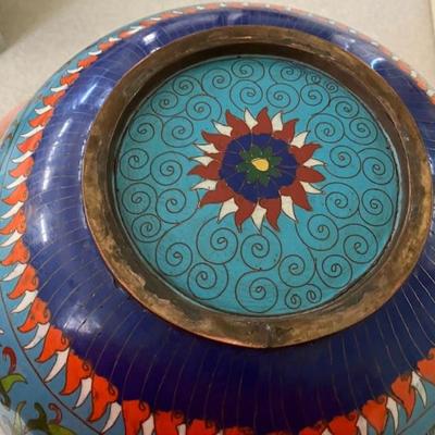 Large Blue Enamel Asian Vase