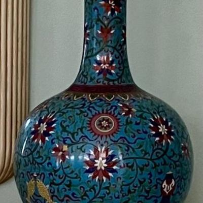 Large Blue Enamel Asian Vase