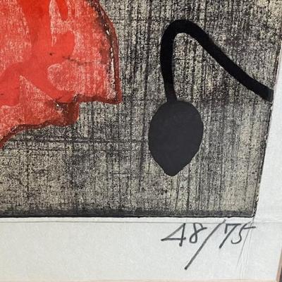 Tadashi Nakayama Large Signed Lithograph 1966