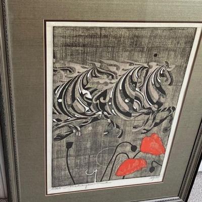 Tadashi Nakayama Large Signed Lithograph 1966