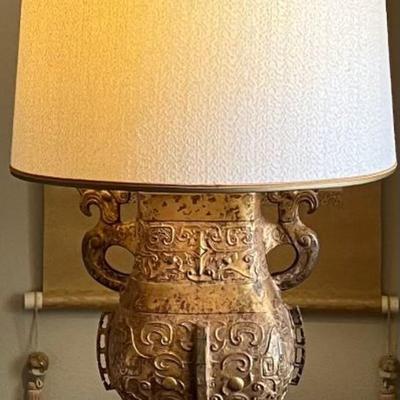 Brass Copper Colored Metal Asian Style Lamp