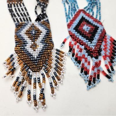 Lot #25  Lot of 2 Native American style glass bead necklaces - hand crafted