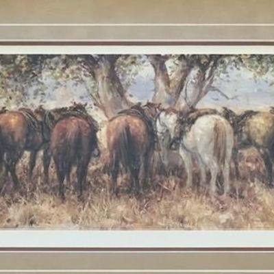 Signed Print Of Horses By Artist B.R. Garvin