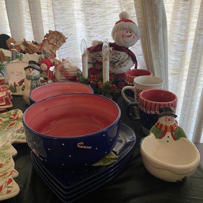 Christmas vintage Santa and Snowmen
