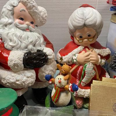large lot of Vintage Christmas Decor, Mr. and Ms. Santa