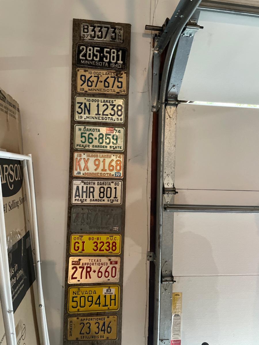 Vintage license plate display