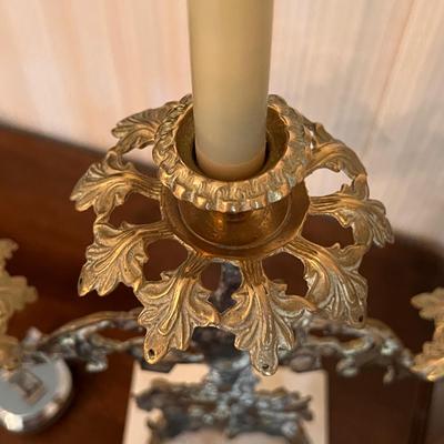 Antique Vintage Rococo Revival Candelabra w/ Marble Base