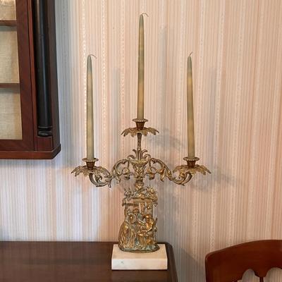 Antique Vintage Rococo Revival Candelabra w/ Marble Base