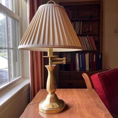 Vintage Stiffel Brass Swivel Table Lamp w/ Original Shade