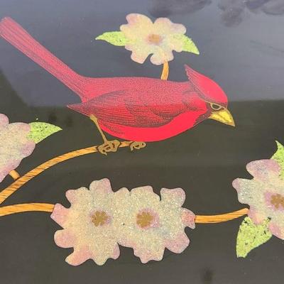 Lot #29  Great Mid Century Modern Couroc Tray with Red Bird
